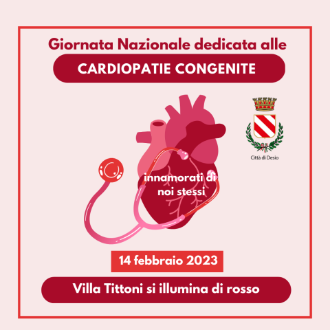 Villa Tittoni si tinge di rosso per la «Giornata Nazionale dedicata alle Cardiopatie Congenite»