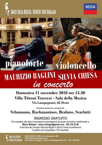 Maurizio Baglini, pianoforte - Silvia Chiesa, violoncello in concerto 