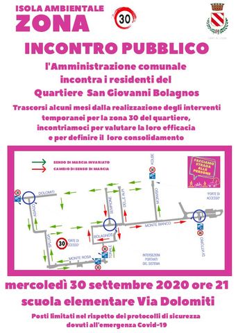 Isola Ambientale/Zona 30, il 30 settembre un incontro pubblico a Bolagnos